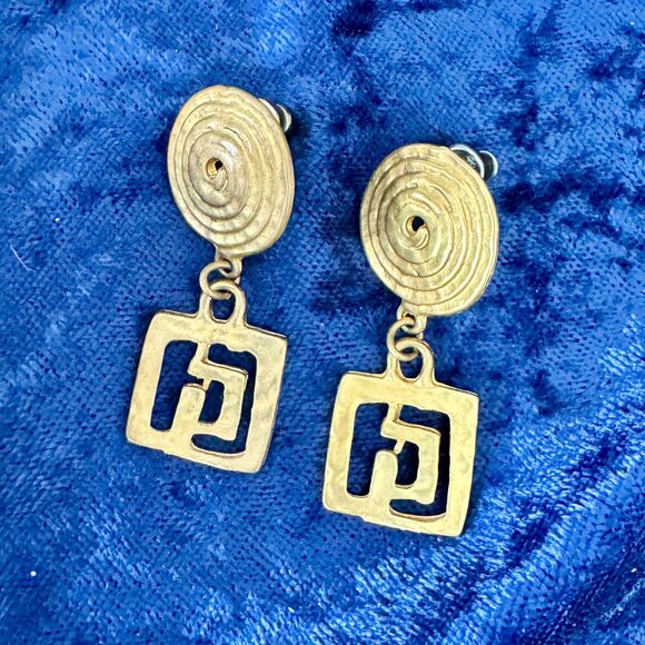 2/$150 Paco Rabanne Gold Stamped Metal Earrings - Picture 4 of 5